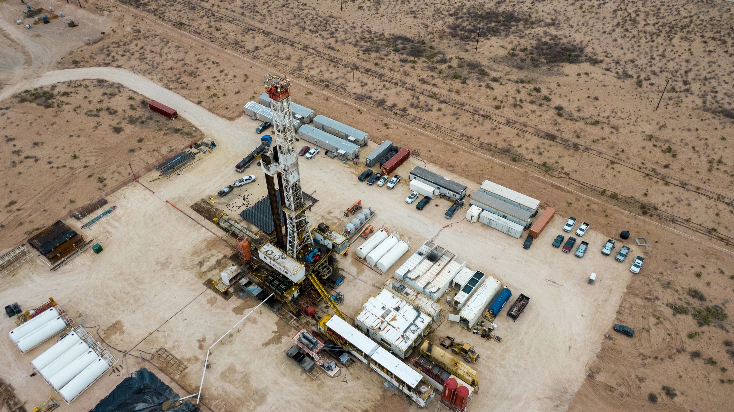 Drilling equipment at an active industrial site