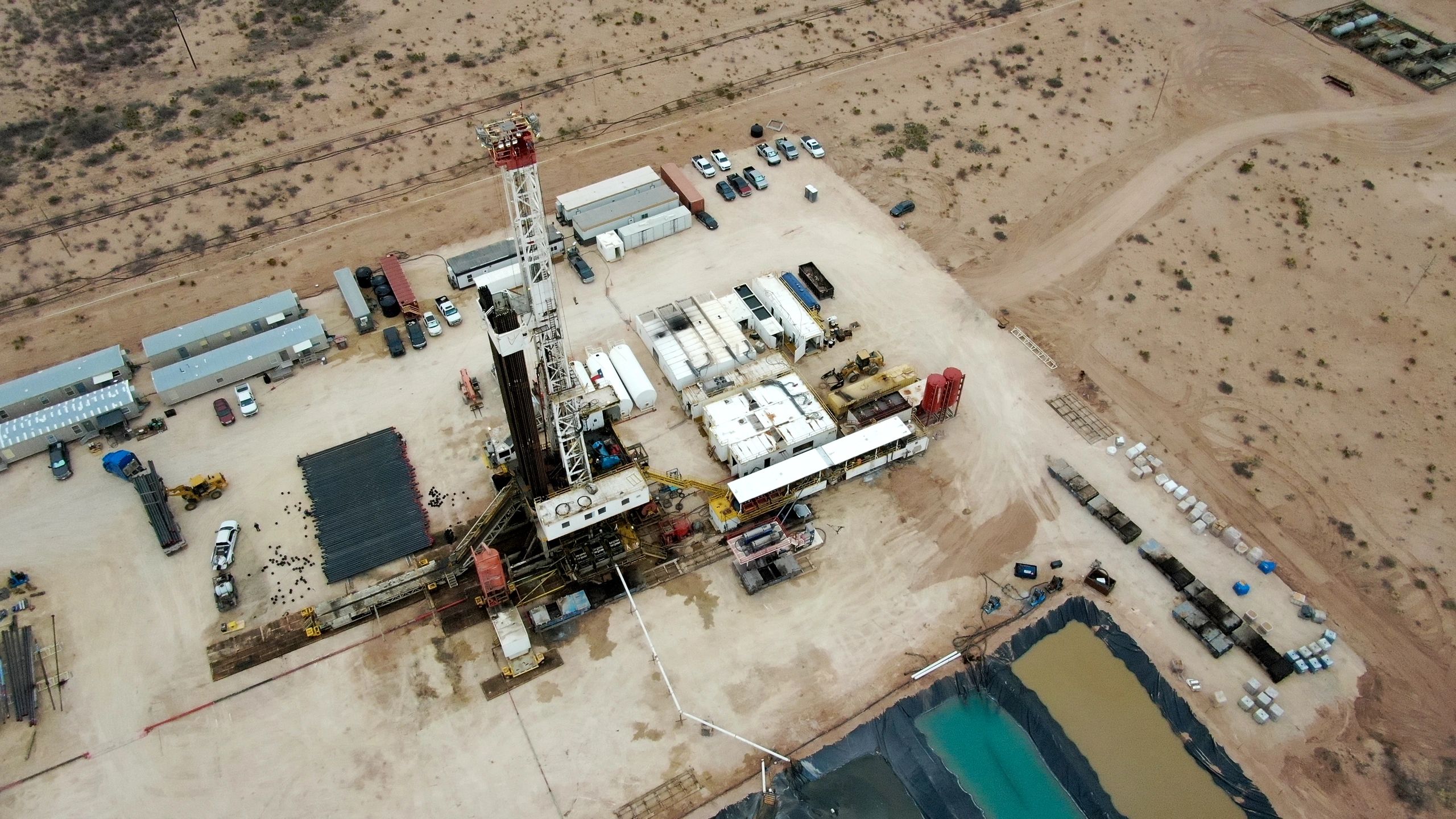 Drilling equipment on a large geothermal-style job site