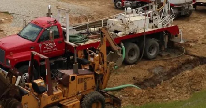 Well drilling services equipment in operation